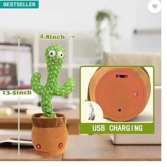Dancing Cactus Repeats What You Say,Electronic Plush Toy with Lighting,Singing Cactus Recording and Repeat Your Words for Education Toys  (Green)