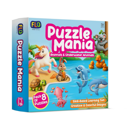 8-in-1 Jigsaw Puzzle Set for Kids , 8 Animal & Sea Life Puzzles (4 & 9 Pieces)