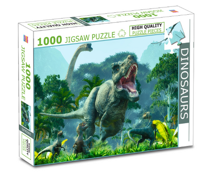 Dinosaurs Puzzle Box – 1000 Piece Jigsaw Puzzle | Prehistoric Adventure Brain Game | Educational Gift for Kids and Dinosaur Lovers