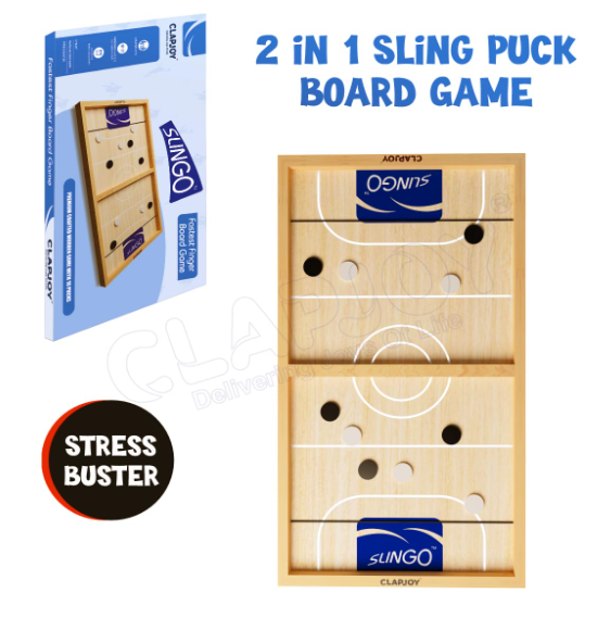 Slingo Fastest Finger First Board Game , Wooden String Hockey Game Sling Puck Board