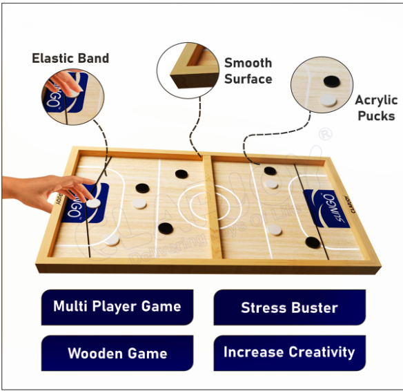 Slingo Fastest Finger First Board Game , Wooden String Hockey Game Sling Puck Board