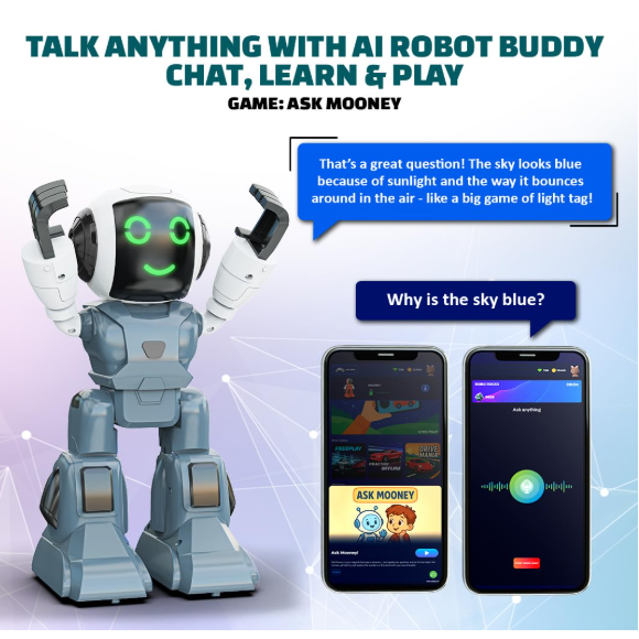 Moonwalker | Smart Interactive Robot Toy for Kids | USB Rechargeable Type-C | AR Games & In-Built Bluetooth Speaker | Remote & App Controlled | Gift for Boys & Girls 2+ Years (Grey)