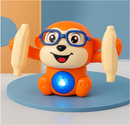 Dancing Monkey Toy for Kids | Tumbling, Rolling & Spinning Toy with Bright LED Lights, Sound Effects | Voice Activation with Motion Sensor | Interactive Play for Toddlers & Kids - Orange